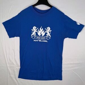 Black Label Blue Graphic Crest Lions Logo T-Shirt Adult Small Royal Steetwear
